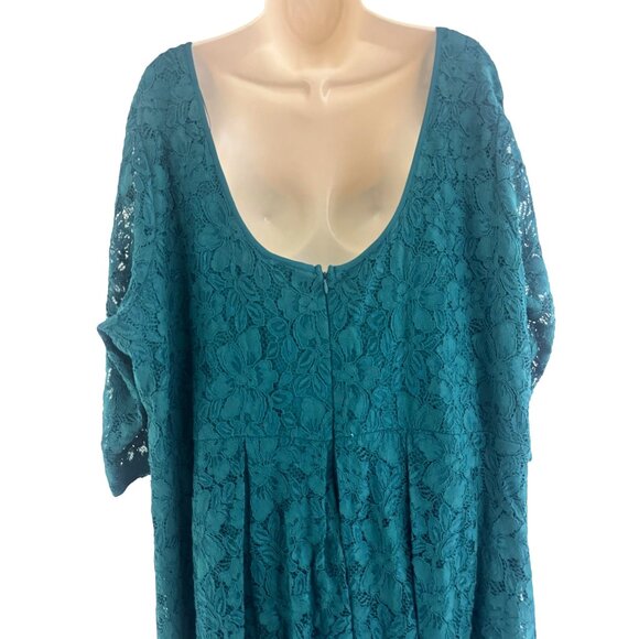 Lane Bryant Dark Green Lace High-Low Dress Size 28 4X Plus Christmas Holiday - Picture 5 of 10